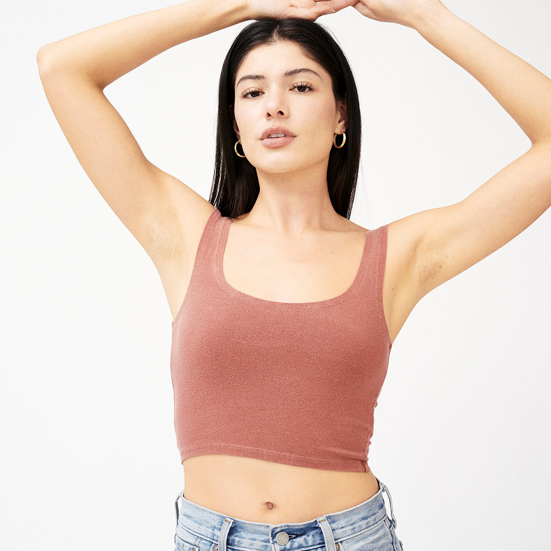 New Pink Soft Ribbed Crop Tank Top with Stretch Size Medium