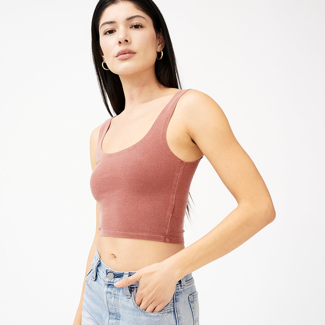 Groceries Apparel Fitted Crop Tank in Dasha