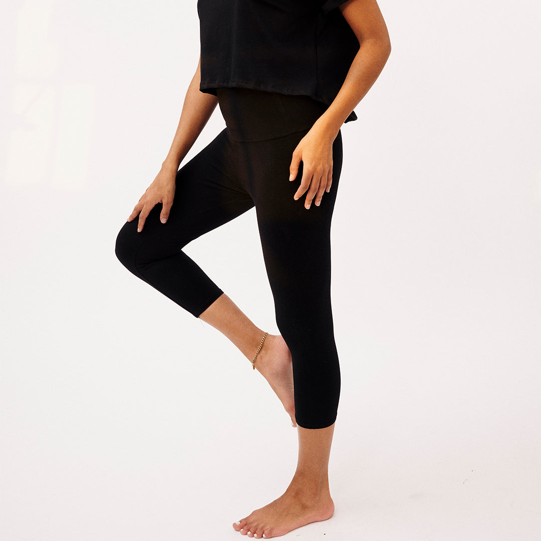 Organic Cotton Yoga 3/4 Legging - Ocean Blue - Toxin Free Clothing - FROM  Clothing